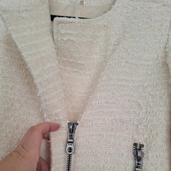 Truth and Pride Moto Jacket Women's Cream Metallic Long Sleeve Size S - Picture 3 of 9